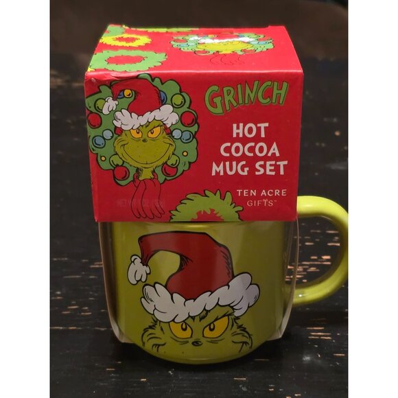 Grinch Hot Cocoa Mug Set By Ten Acre Gifts Includes Festive Mug & Cocoa Mix - Picture 1 of 4